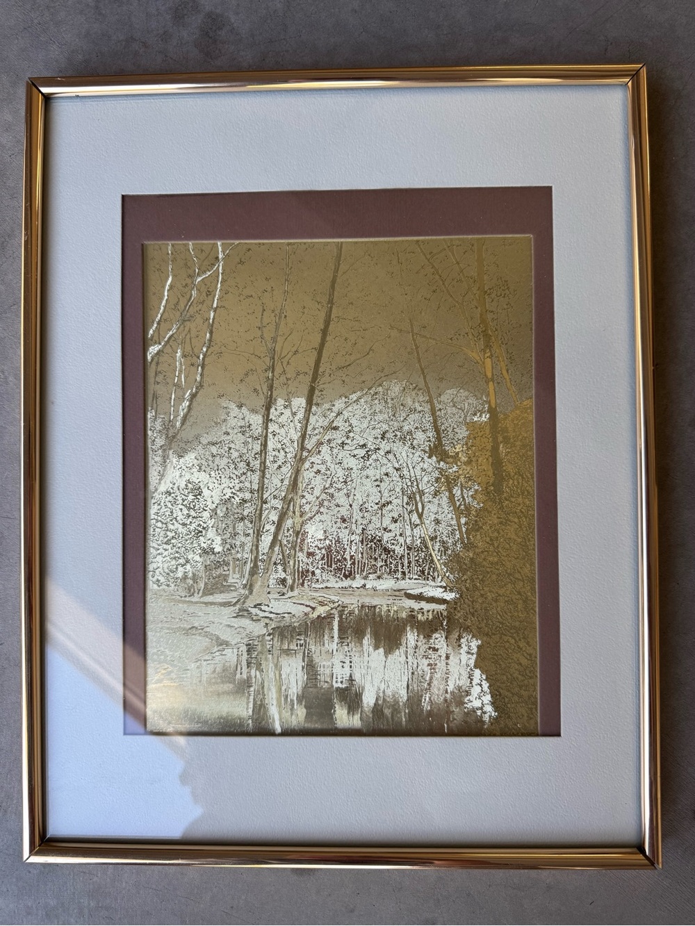 Manifestations Inc. Optical Illusion Art gold foil Woodland print in gold frame